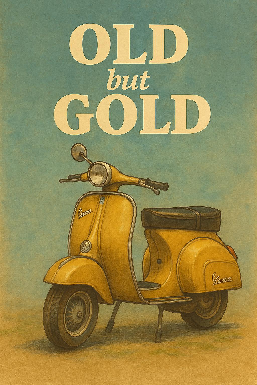 Old but Gold — Retro-Poster mit goldener Vintage-Vespa